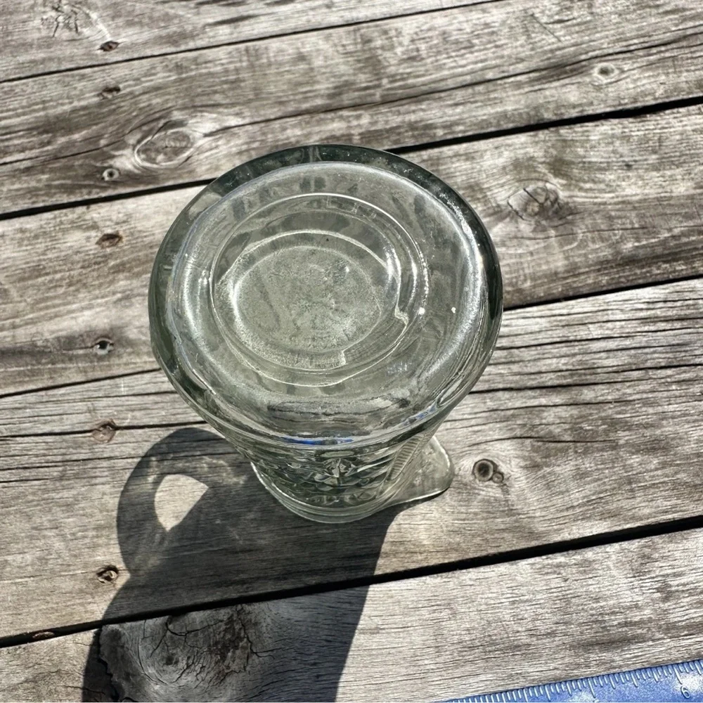Vintage Anchor Hocking Crown Point Glass Pitcher Pint Size Clear Diamond Pattern